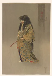 Dōjōji ato shite fra serien Hundre trykk av Noh, ca. 1922–25 (blekk og farge på papir)