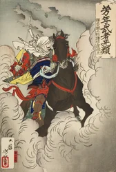 Uesugi Kenshin Nyūdō Terutora rir inn i slaget