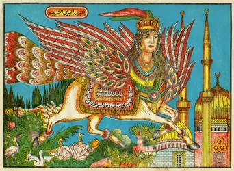 Al-Bourak (Al Bourak) (Buraq, Bouraq, Burak), bevinget hest med kvinnehode og påfuglhale, som Muhammed, ledet av erkeengelen Gabriel, reiste på om natten fra Mekka til Al-Aqsa. Populær bildekunst, Tunisia