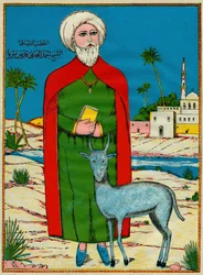 Sjeik Sidi Ahmed al-Tijani, grunnlegger av den sunnimuslimske ordenen Al-Tijaniyya på 1700-tallet. Folkelig bilde, Tunisia