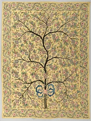 Silkeheng med brodert livets tre, 1800-tallet