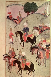 TSM H.1339 Sultan Selim II (1524-74) som rir mellom Kotahia og Beograd for å slutte seg til den keiserlige hæren, 1584-89
