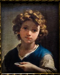 Byste av en ung gutt med en mynt, ca. 1777 (olje på lerret)
