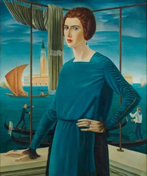 Kunstnerens kone med Venezia i bakgrunnen, 1921
