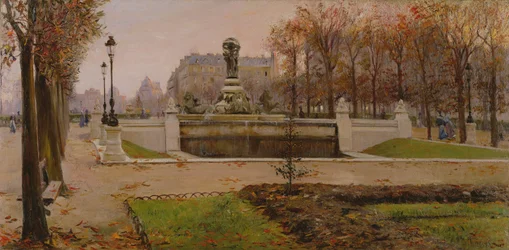 En utsikt over Tuillerie-hagen, Paris (olje på lerret)