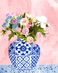 Blomster i en blå vase
