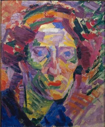 Futurisme: «Portrett av en kvinne» eller «Portrett av grevinne Casanova», maleri av Umberto Boccioni (1882-1916)