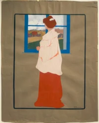 Kvinne ved et vindu (høst), ca 1908,