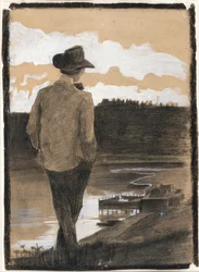 Ung mann på en elvebredd, 1902.