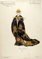 Kostyme for karakteren til prinsesse Turandot i operaen "" Turandot "" av komponisten Giacomo Puccini (1858-1924) - 1926