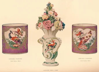 2 Chelsea Inkstands and a Longton Hall Vase, c1755
