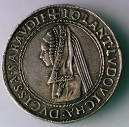 4-testong. Hertugdømmet Savoy, Italia, omvendt: Iolanta Ludovica, hertuginne av Savoy, 1497-1504