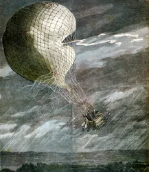 En ballong truffet av lynet nær Chicago, Illinois, USA, 1891