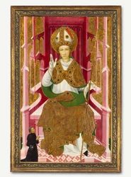 En biskopshelgen med en donor Saint Louis av Toulouse, tidlig på 1400-tallet.