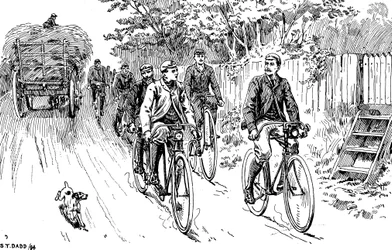 En britisk sykkelklubb ute på landtur, 1895