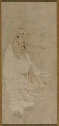 En kinesisk mann som står i sterk vind, Edo-periode, 1600-tallet.