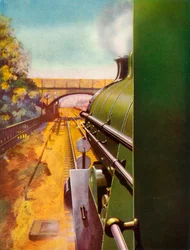 A Clear Road fra førerhuset til et Southern Railway Atlantic lokomotiv, 1935.