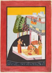 En trøstesløs dame på en terrasse med ledsagere, ca. 1730.