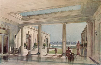Et hus i Grosvenor Road, Westminster Thames Embankment. G. & A. Gilbert Scott, arkitekter, c19