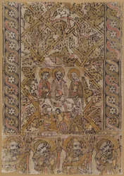 En talerstolduk med ekteskapet i Cana, ca. 1400.