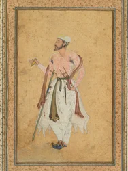 En Mughal hoffmann, ca. 1575, grense tilføyd trolig 1700-tallet.
