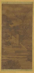 En poet som drømmer i paviljongen ved elvebredden, Ming- eller Qing-dynastiet, 1600-tallet.
