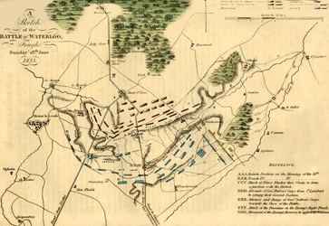 En skisse av slaget ved Waterloo, 18. juni 1815, 1816.