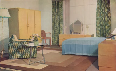 Et soverom designet av frøken P. E. Humphries, 1936