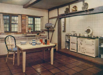 Et gårdskjøkken redesignet av Mrs. Darcy Braddell, London, 1936