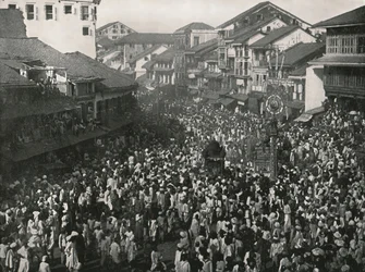 En stor innfødt prosesjon, Bombay, India, 1895.