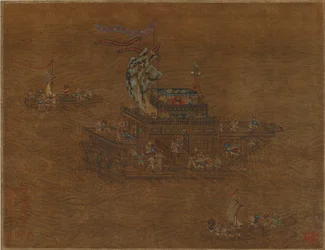 En kongelig lekter til sjøs, Ming- eller Qing-dynastiet, 1500-1600-tallet.
