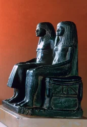 Et seigneurialt par i seremonielle klær, New Kingdom, egyptisk, 19. dynasti