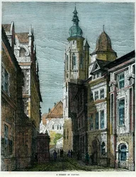 En gate i Coburg, Bayern, Tyskland, c1880