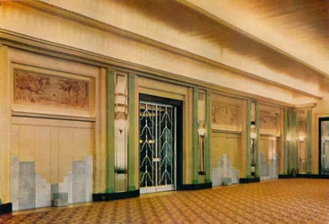 En utsikt over den nye ballsalen på Claridges Hotel som designet av Oswald P. Milne, 1933
