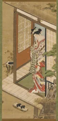 En yujo med pipe, Edo-periode, 1700-tallet.
