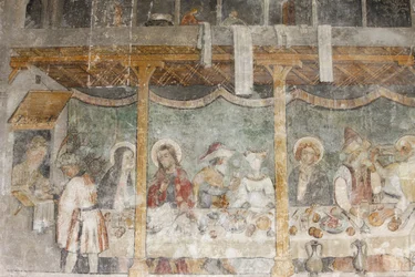 Abondance klosterkirke fresco: bryllupet i Cana, Abondance, Frankrike