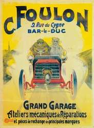 Annonse for C Foulons Garage, Bar-le-Duc, Frankrike, c1900