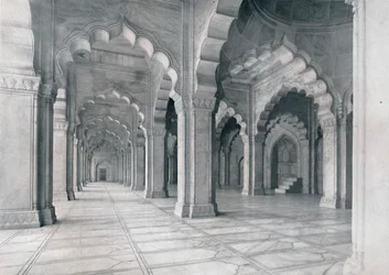 Agra. Interiør i Moti Musjid. Perlemoskeen, ca 1910.