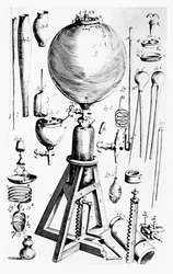 Luftpumpe bygget for Robert Boyle av Robert Hooke, 1660