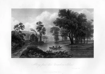 Albany fra Van-Unsselaens Island, New York State, 1855