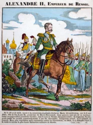 Alexander II, tsar av Russland, gjennomgikk tropper, c1855