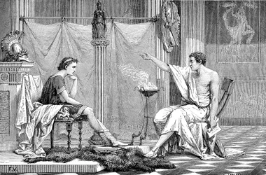 Alexander den store 356-323 f.Kr. som ungdom, lyttet til sin lærer Aristoteles, c1875