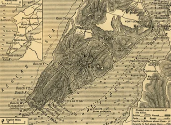 Allierte stillinger på Gallipoli-halvøya i Tyrkia, første verdenskrig, juli 1915, c1920.