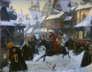 En gammel russisk by. Rytterne, 1910-tallet