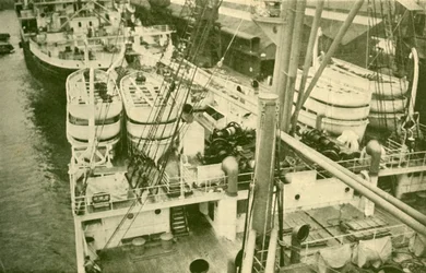 Et imponerende utvalg av båter ombord på Leviathan., c1930.