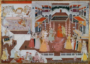 Et indisk ekteskapsmaleri fra Lucknow, 1700-tallet