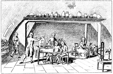 Antoine Laurent Lavoisier, fransk kjemiker fra 1700-tallet, undersøker respirasjon