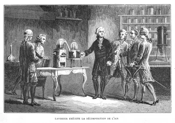 Antoine Laurent Lavoisier, fransk kjemiker, demonstrerer sin oppdagelse av oksygen, 1776 1874