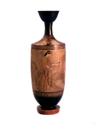 Artemis med en svane. Lekythos, hvit grunn, c490 f.Kr