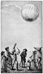 Ascension av en Montgolfier-ballong, sent på 1700-tallet, 1910